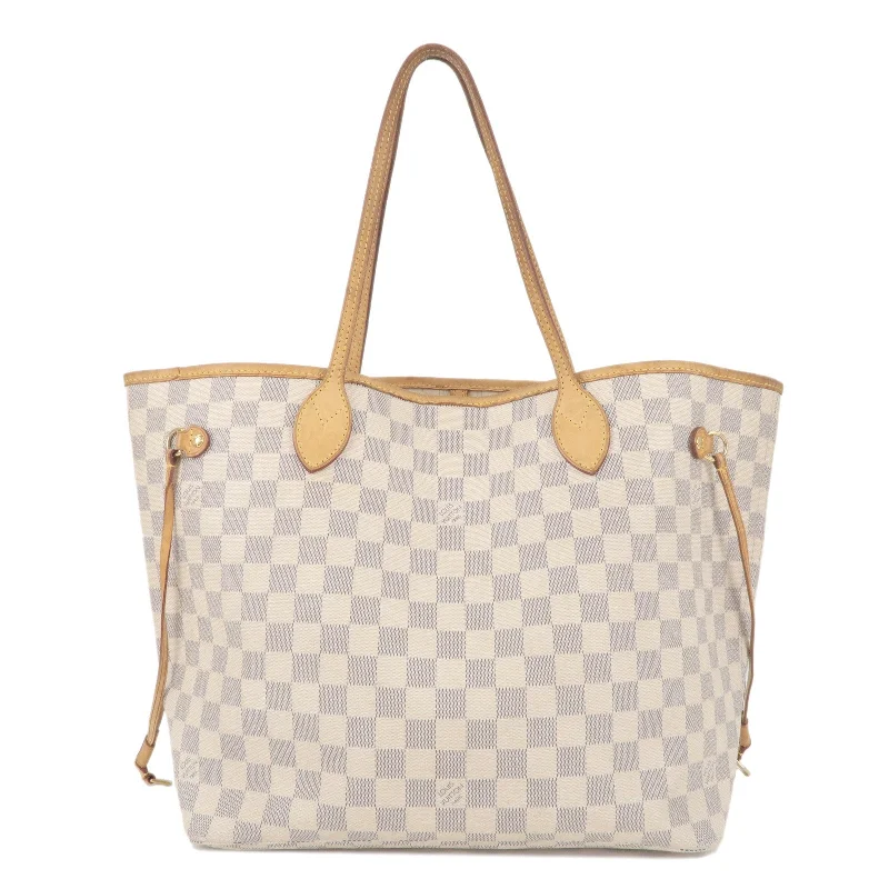 Louis Vuitton crossbody bags with a woven leather strap for textureLouis Vuitton Damier Azur Neverfull MM Tote Bag N51107