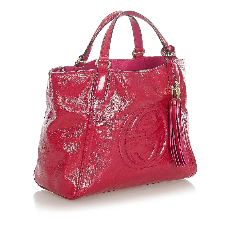 Gucci tote bags for women with a spacious interiorGucci tote bags for women with a spacious interiorGucci Soho Patent Leather Satchel (SHG-31947)