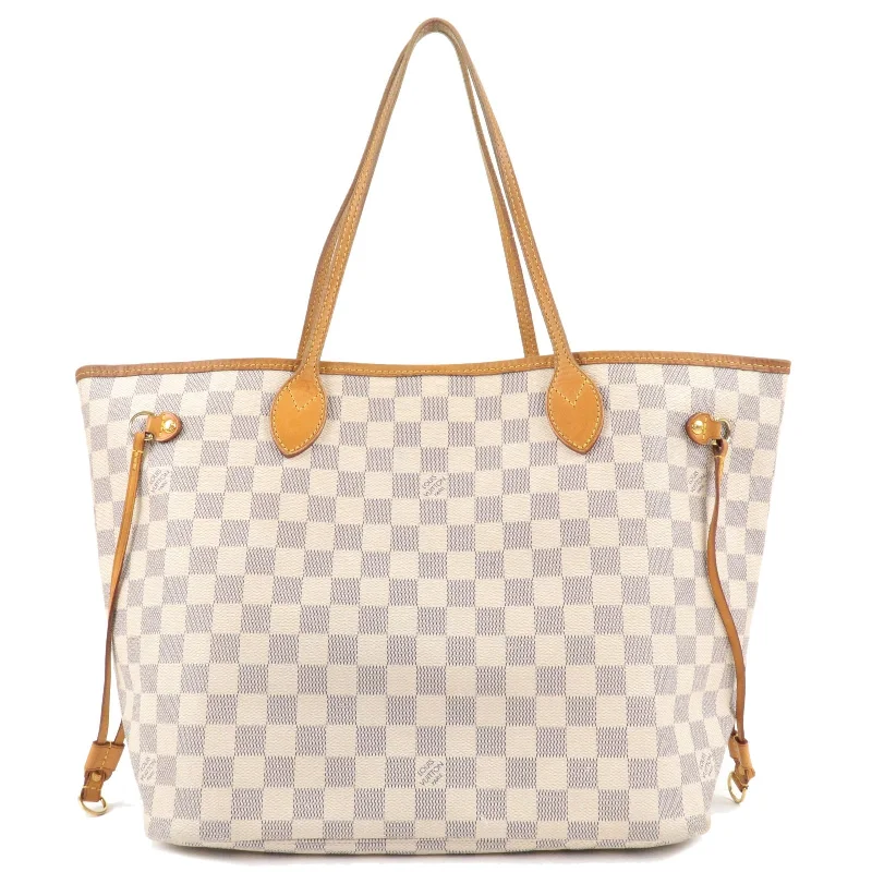 Louis Vuitton crossbody bags with a woven leather strap for textureLouis Vuitton Damier Azur Neverfull MM Tote Bag Hand Bag N51107