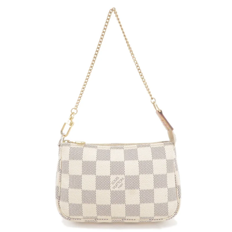 Louis Vuitton bags with a zip - around closure for enhanced securityLouis Vuitton Damier Azur Mini Pochette Accessoires Pouch N58010