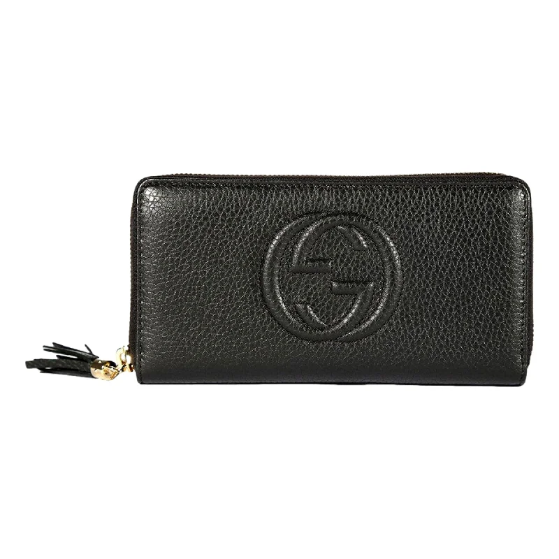 Women Gucci crossbody bags with a keychain holderWomen Gucci crossbody bags with a keychain holderGucci Soho Cellarius GG Continental Zip Around Wallet Black Leather