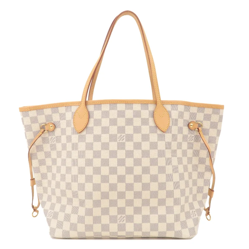 Louis Vuitton bags with a zippered interior pocket for better organizationLouis Vuitton Damier Azur Neverfull MM Rose Ballerine N41605