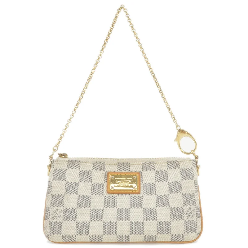 Louis Vuitton bags with a front - zip pocket for small items like keysLouis Vuitton Damier Azur Pochette Milla MM Mini Pouch N60027