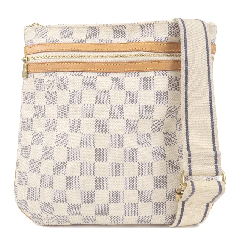 Louis Vuitton handbags with a patent - leather finish for a shiny lookLouis Vuitton Damier Azur Pochette Bosphore Shoulder Bag M51112