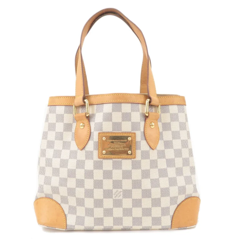 Louis Vuitton backpacks with a padded back panel for comfort during long - wearLouis Vuitton Damier Azur Hampstead PM Tote Shoulder Bag N51207