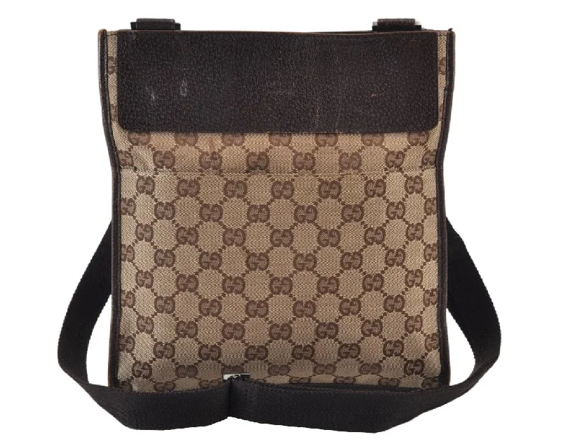 Women Gucci crossbody bags with a printed floral patternWomen Gucci crossbody bags with a printed floral patternAuthentic GUCCI Shoulder Cross Body Bag GG Canvas Leather 27639 Brown 0893K