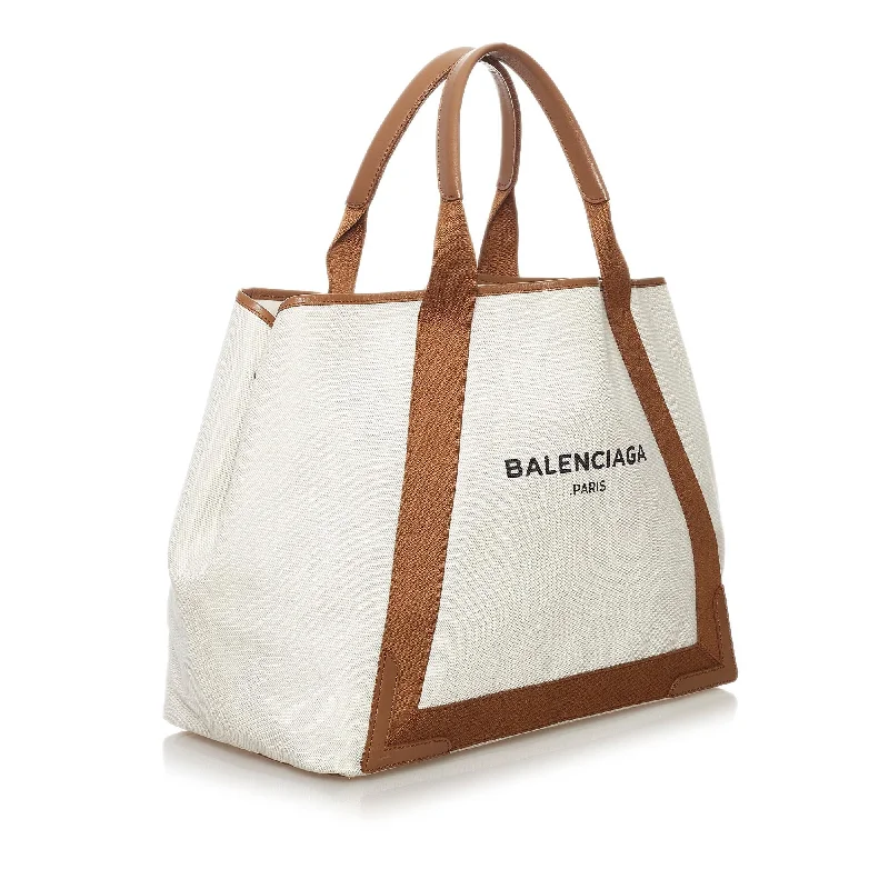 Balenciaga First medium size with gold - tone hardware accentsWhiteBalenciaga Glove small size with studded cuffsBalenciaga Navy Cabas Canvas Tote Bag (SHG-32636)