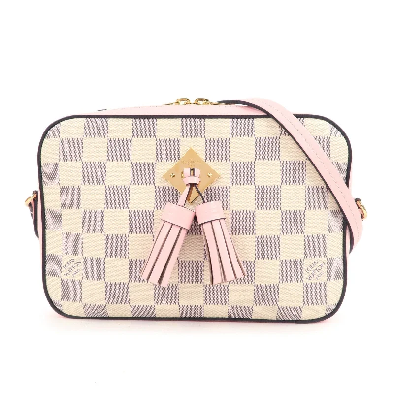 Louis Vuitton tote bags with a water - resistant coating for outdoor useLouis Vuitton Damier Azur Saintonge Shoulder Bag Pink N40155