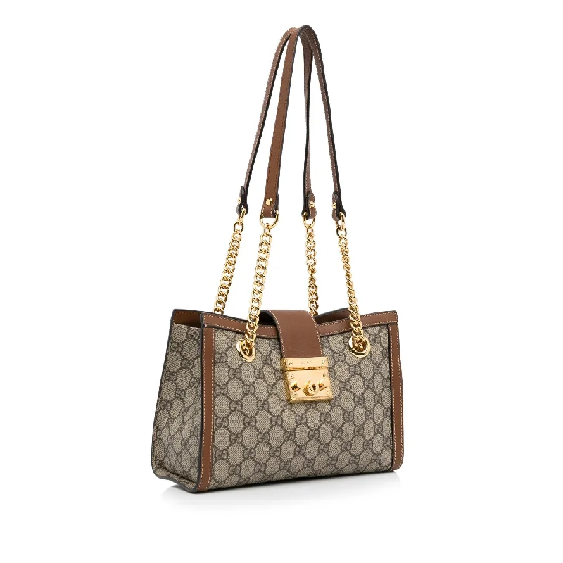 Ladies Gucci Dionysus bags with a detachable shoulder strapLadies Gucci Dionysus bags with a detachable shoulder strapGucci Small GG Supreme Padlock Tote (SHG-Sftv9N)