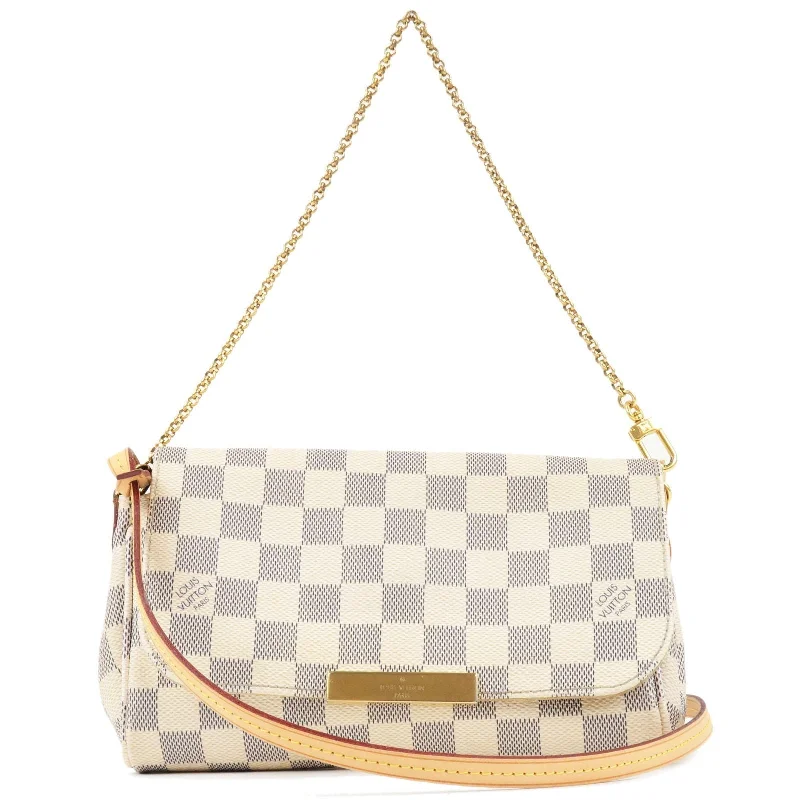 Louis Vuitton bags with a zip - around closure for enhanced securityLouis Vuitton Damier Azur Favorite PM 2Way Shoulder Bag N41277