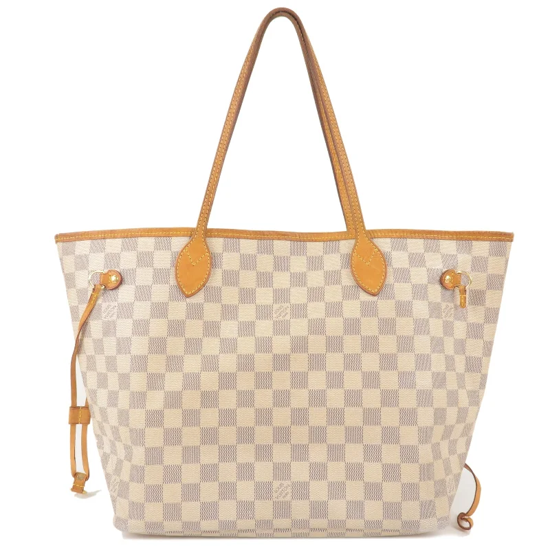 Ladies Louis Vuitton shoulder bags with a tassel decoration for charmLouis Vuitton Damier Azur Neverfull MM Tote Bag Hand Bag N51107