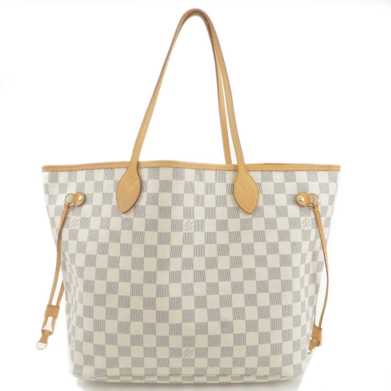 Ladies Louis Vuitton Capucines bags with a detachable shoulder strapLouis Vuitton Damier Azur Neverfull MM Tote Bag Hand Bag N51107