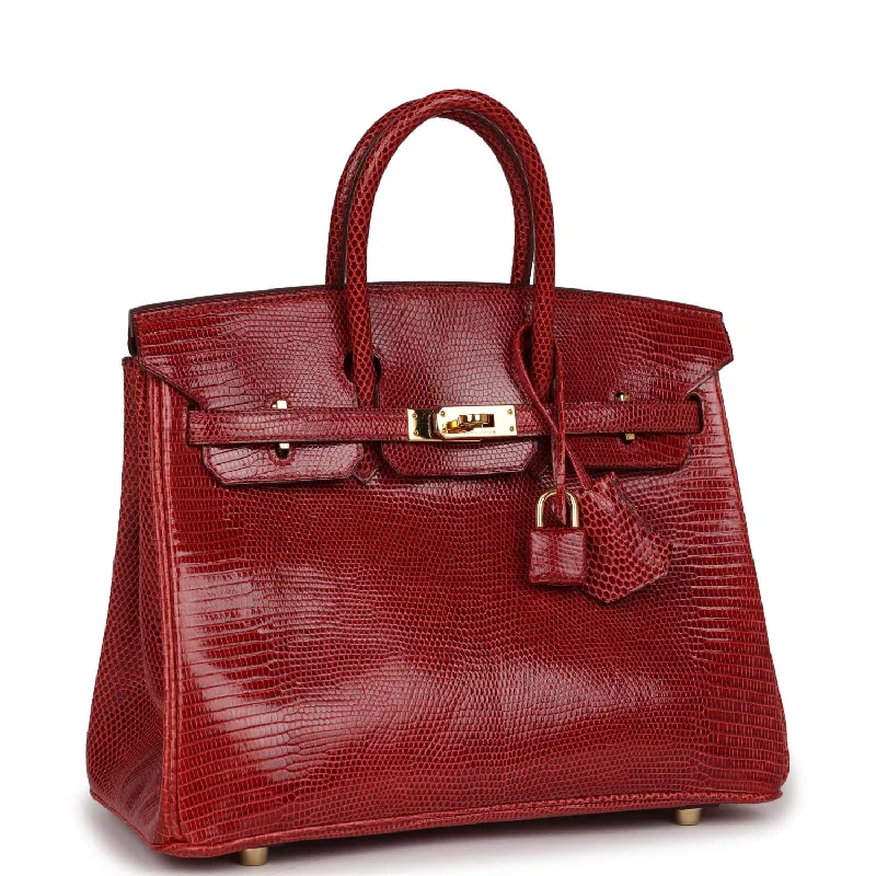 Hermes Birkin 25 Rouge Moyen Salvator Lizard Gold Hardware