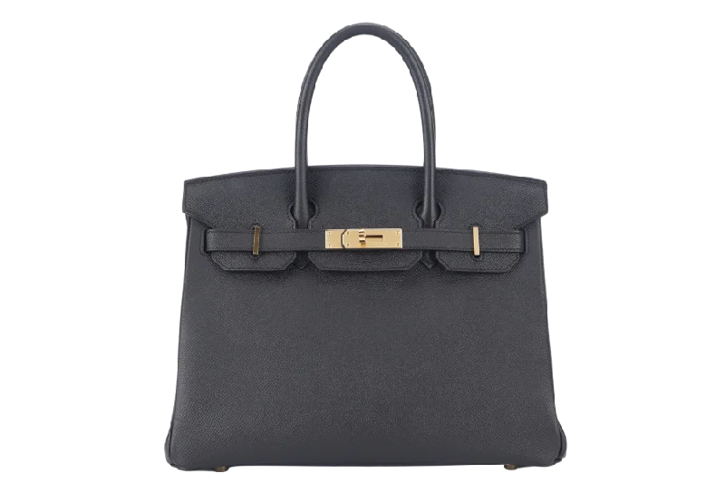 HERMES BIRKIN 30 STAMP A (YEAR 2017) BLACK EPSOM GOLD HARDWARE WITH LOCK&KEYS AND DUST COVER