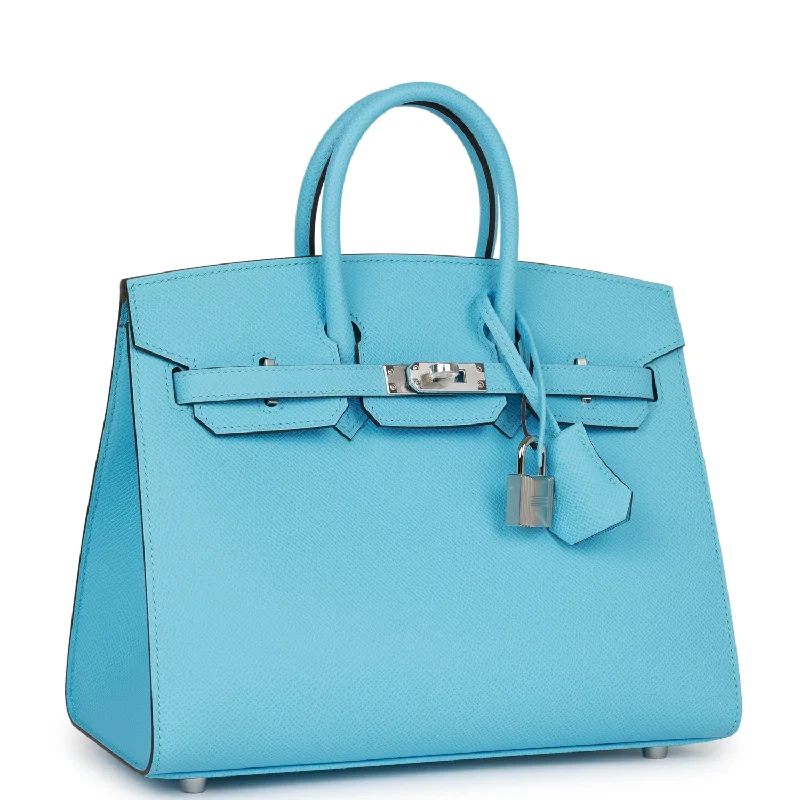 Hermes Birkin Sellier 25 Celeste Epsom Palladium Hardware