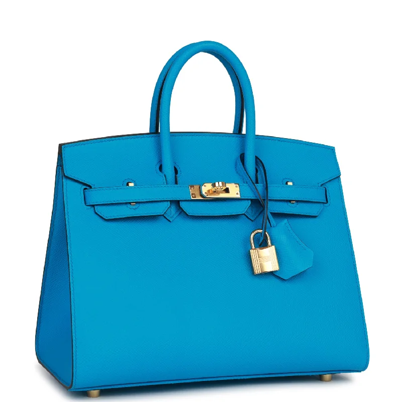 Hermes Birkin Sellier 25 Bleu Frida Epsom Gold Hardware