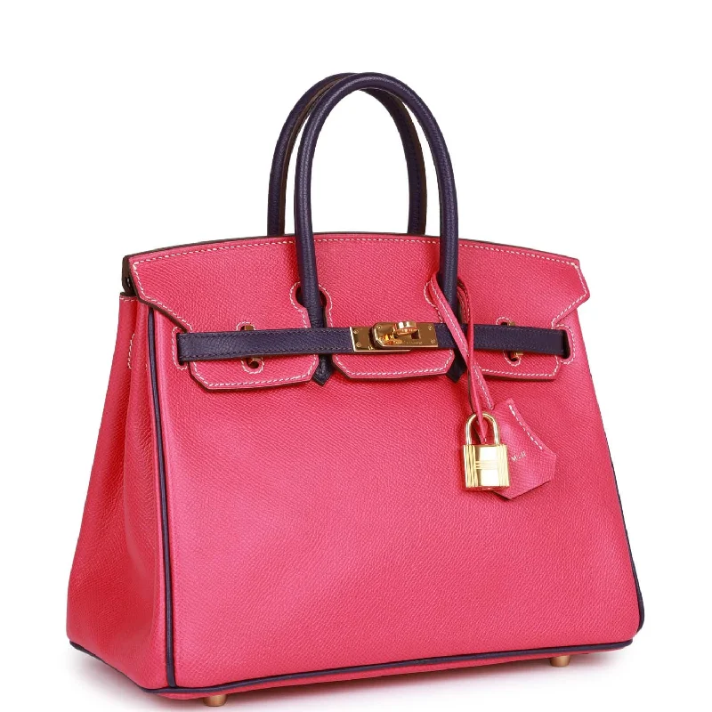 Hermes Special Order (HSS) Birkin 25 Rose Tyrien and Iris Epsom Gold Hardware