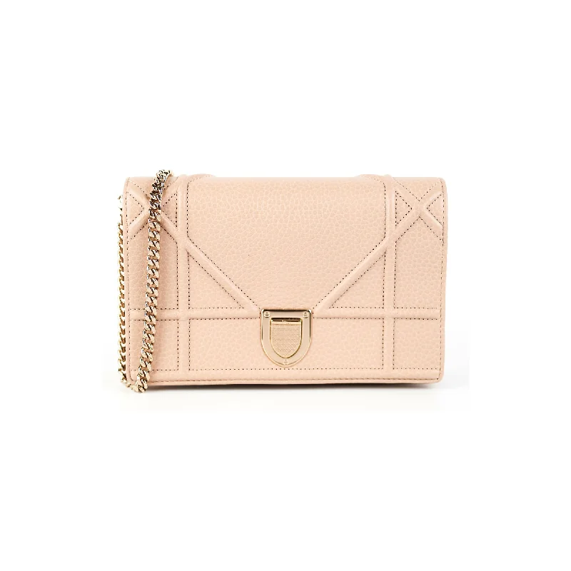 Christian Dior bags with a side - pocket for holding a water bottleDior Diorama Wallet on Chain WOC Beige/Pink