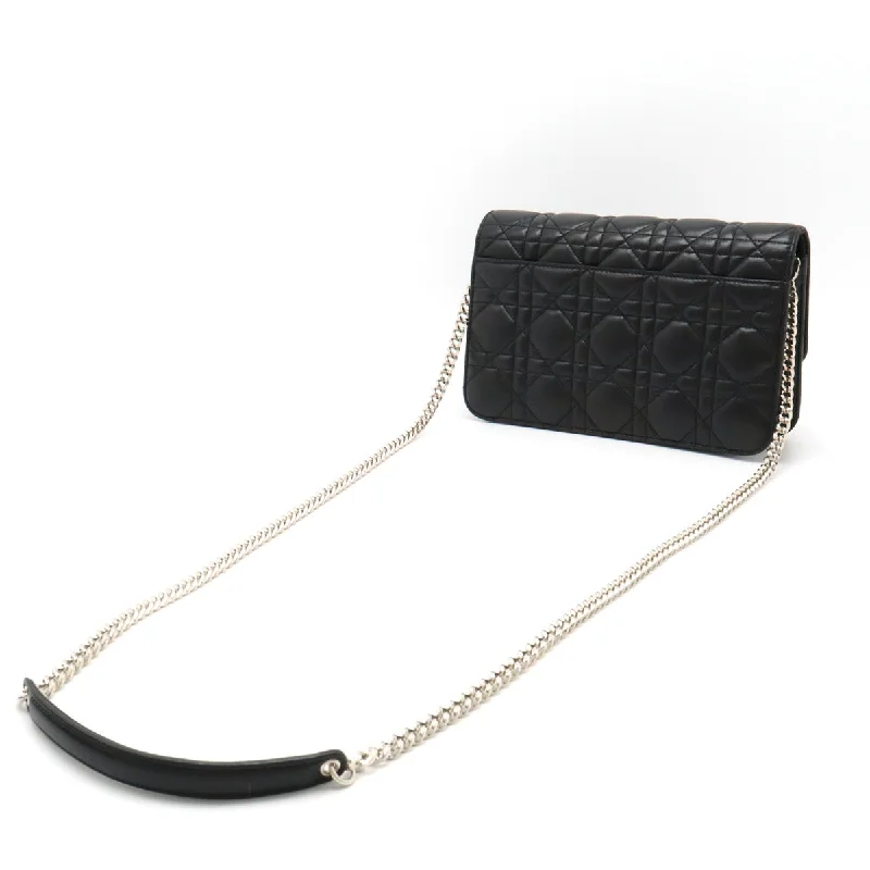 Christian Dior handbags with a back - pocket for quick storageChristian Dior Christian Dior Miss Dior Canary New Rock Chain Wallet Crack Bag Black Black Blumin