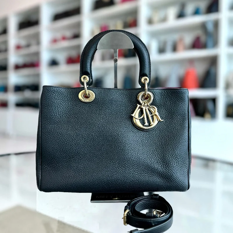 Trendsetting Christian Dior crossbody bags with a colorful strapDiorissimo Medium Grained Calfskin Black GHW