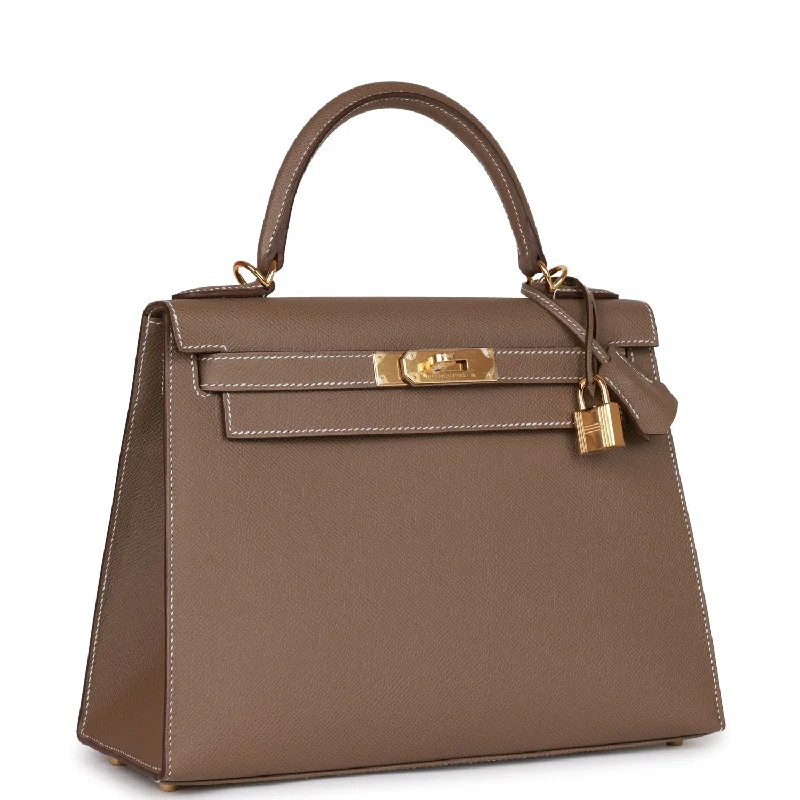 Hermes Kelly Sellier 28 Etoupe Epsom Gold Hardware