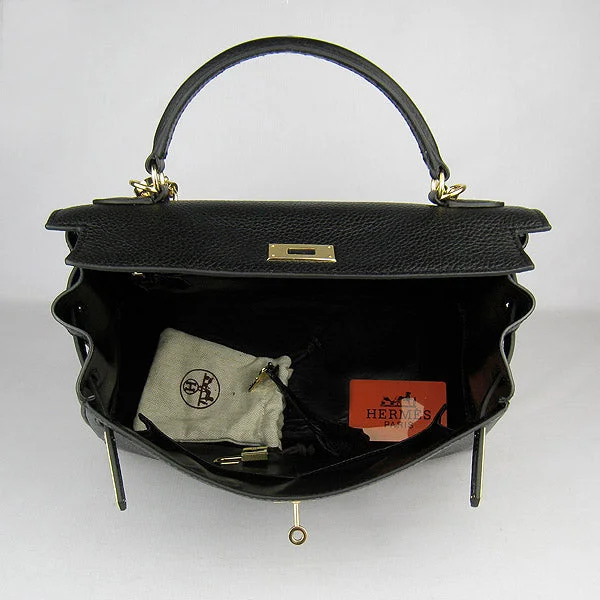 Hermes Kelly 32cm Togo Leather Handbag 6108 Black Golden