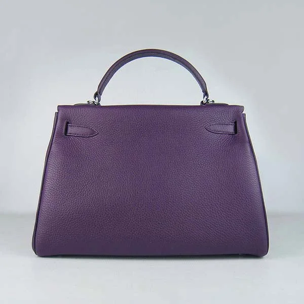 Hermes Kelly 32cm Togo Leather Handbag 6108 Purple Silve