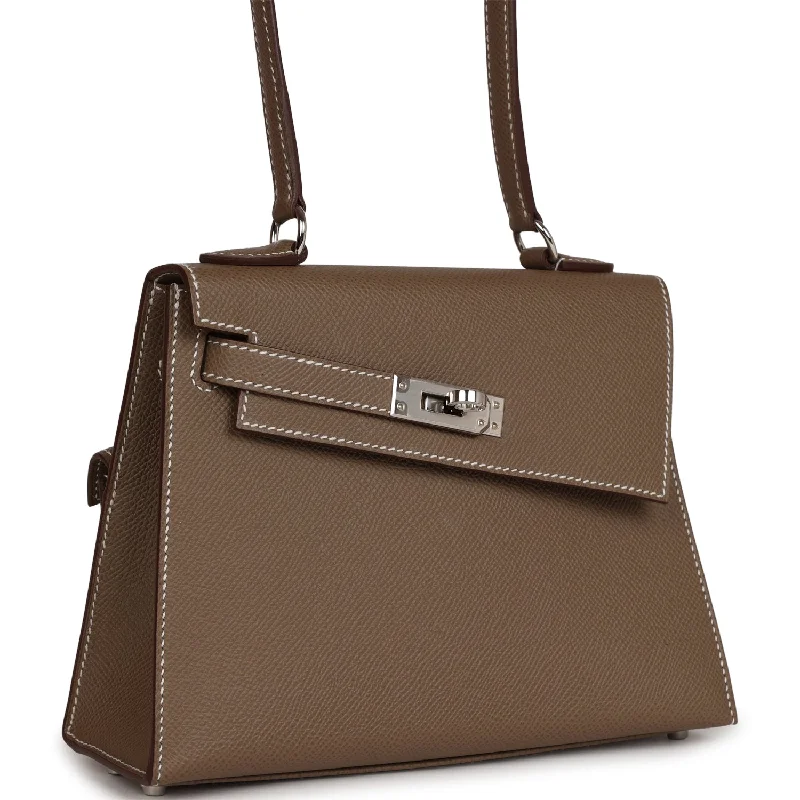 Hermes Kelly Sellier en Desordre 20 Etoupe Epsom Palladium Hardware