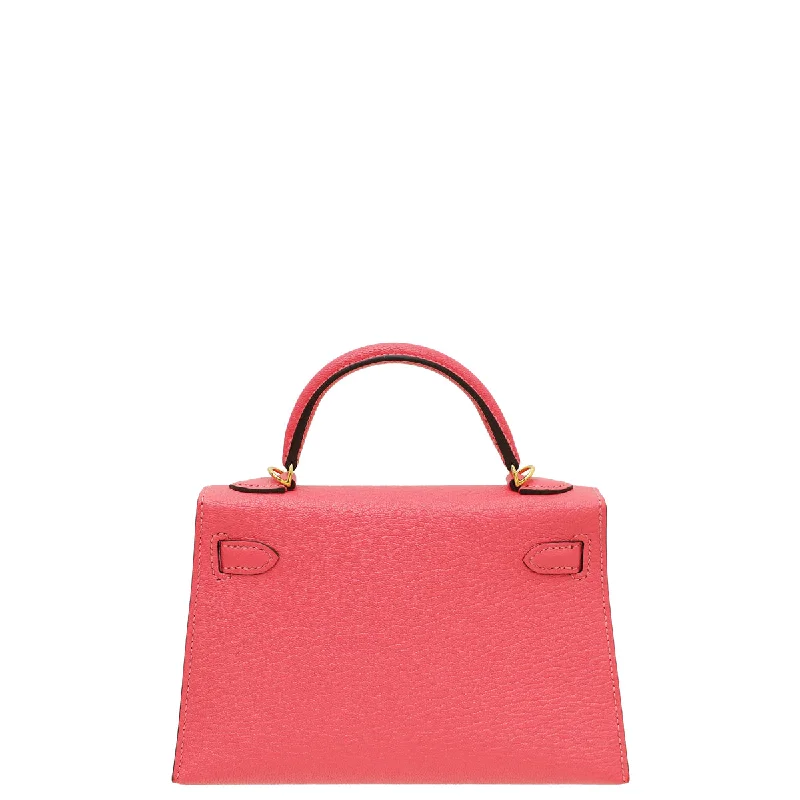 Hermes Rose Lipstick Chevre Mysore Mini Kelly Bag