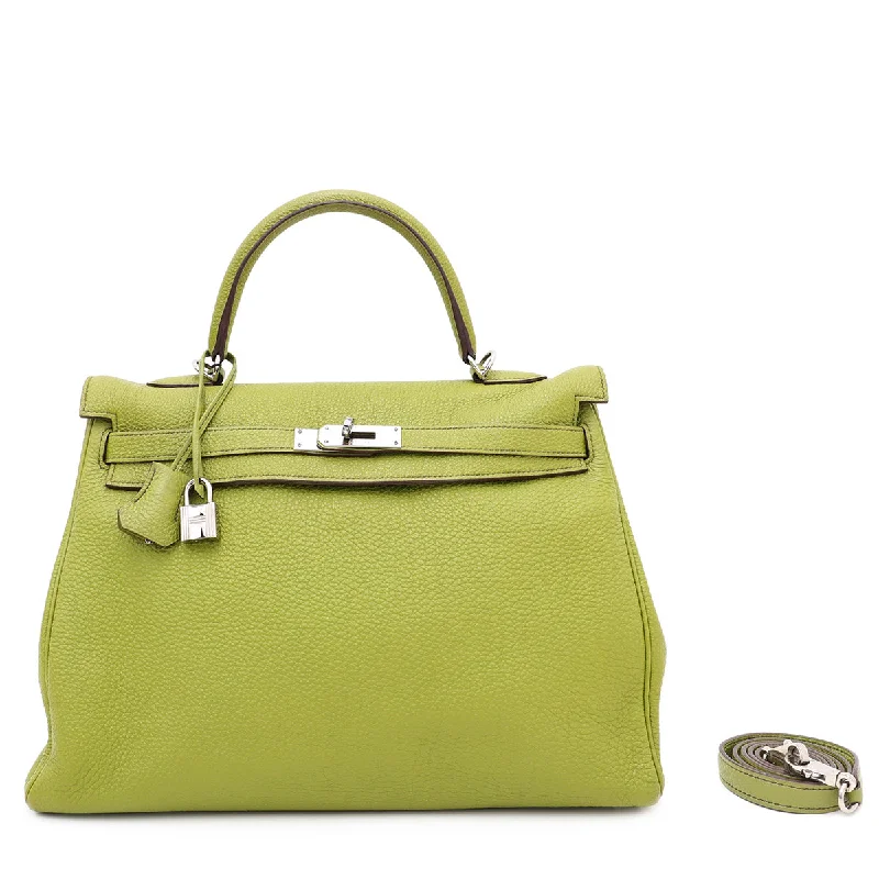 Hermes Vert Chartreuse Togo Retourne Kelly Bag 35