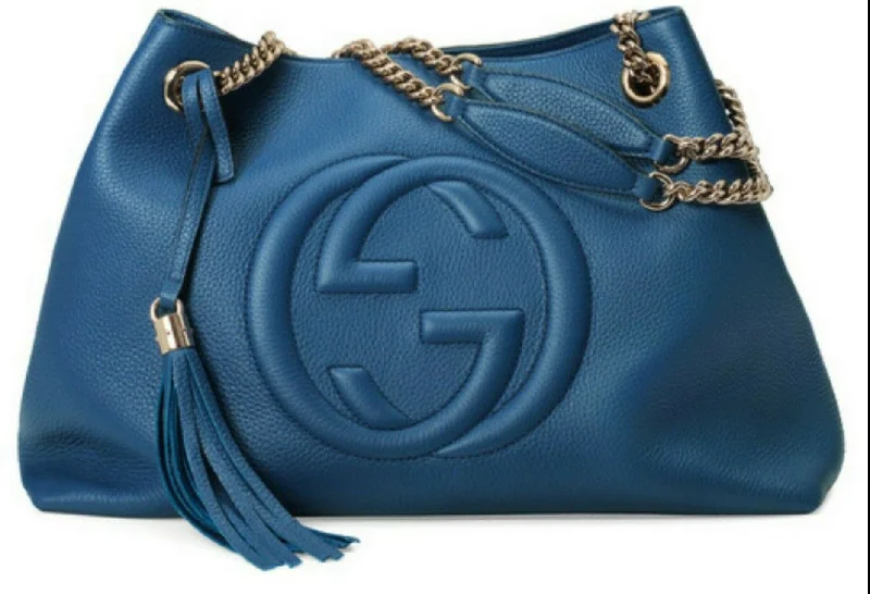 Ladies Gucci Dionysus bags with a star - shaped charmLadies Gucci Dionysus bags with a star - shaped charmGucci Soho BLUE Caspian Gold Double Chain Hobo Leather Shoulder Bag Italy NEW